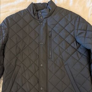 Men's Quilted Black Puffer Jacket - Insulated Stand Collar Banana Republic